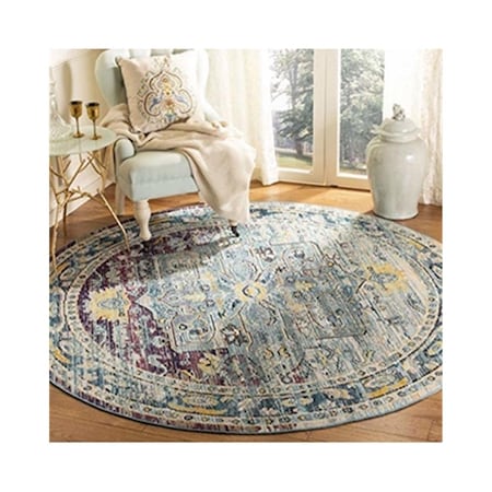 Safavieh Crystal Traditional Round Power Loomed Rugs Teal & Purple - 5 x 5 ft. CRS503D-5R